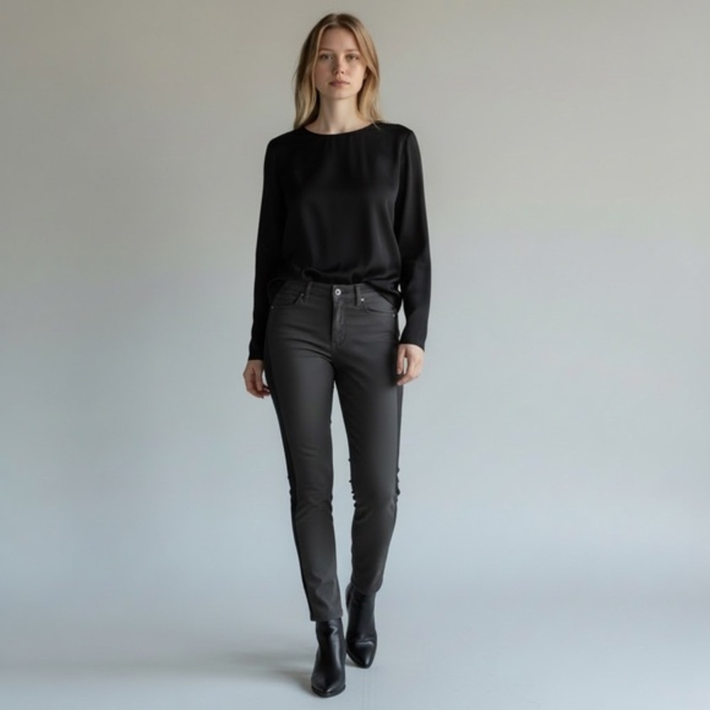 Eileen Fisher Organic Cotton Black Women's Color Block Pants Size Medium